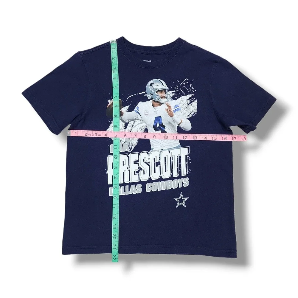 Dallas Cowboys Authentic #4 Dak Prescott Graphic Navy Blue‎ T-Shirt Youth's M